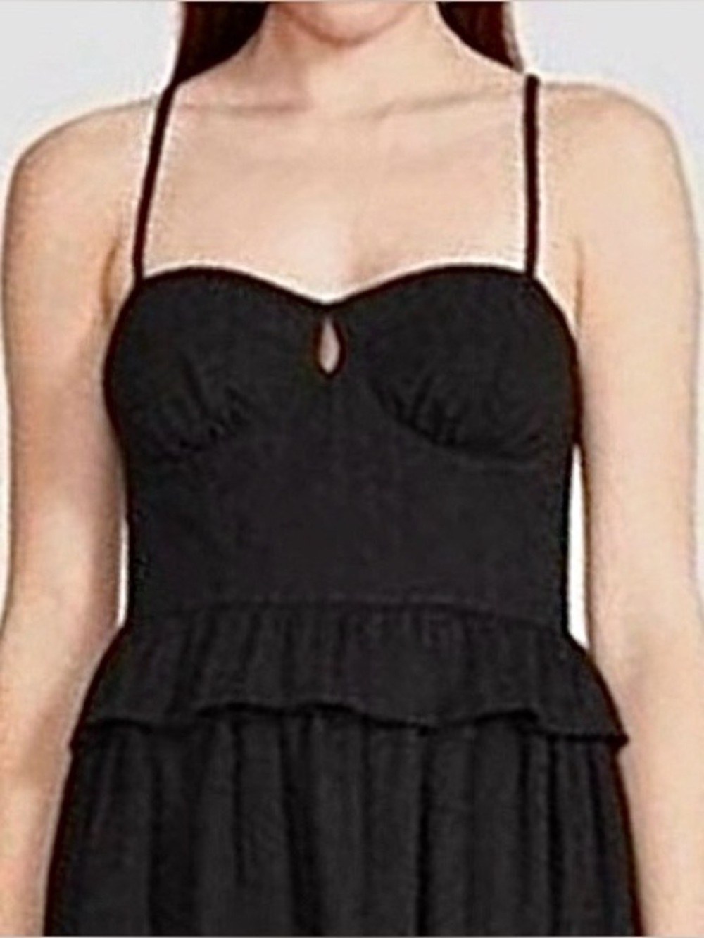 Betsey Johnson Black Bustier Peplum Ruffle Cotton Mini Dress Size Medium